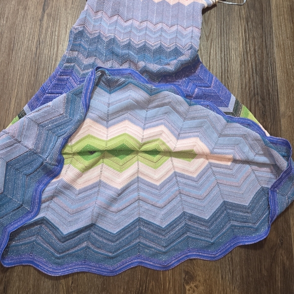 Milly Knit Chevron Zig Zag Midi Dress Multicolor Metallic – Size S - Picture 8 of 15